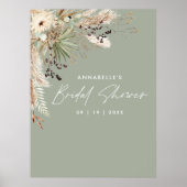 バジェットブライダルシャワーパンパモダンスエレガントグラス ポスター (正面)