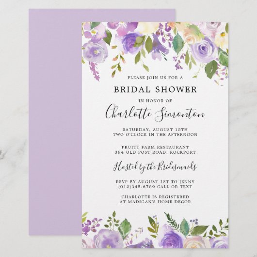 バジェットブライダルシャワーパープルグリーナリーボタニカル (正面/裏面)