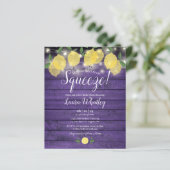 バジェットブライダルシャワーパープルスクイズレモン招待状 (スタンド正面)