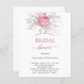 バジェットブライダルシャワーピンク花模様エレガントシルバー (正面/裏面)