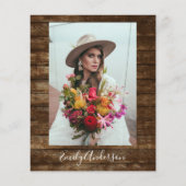 バジェットブライダルシャワーフォト素朴ウッド招待状 (裏面)