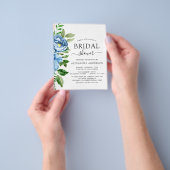 バジェットブライダルシャワーブルーフローラ招待状 チラシ (手)