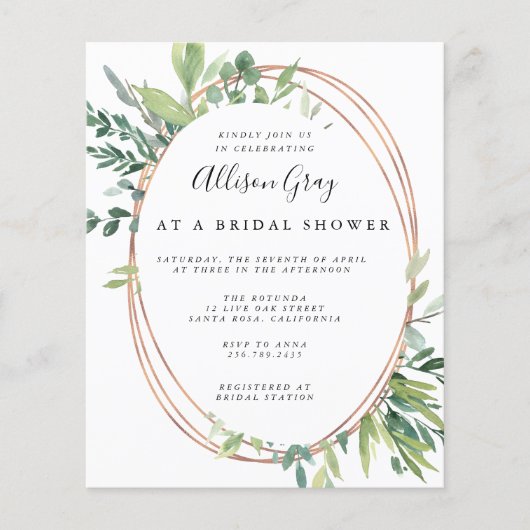 バジェットブライダルシャワー招待状フライヤー チラシ (正面)