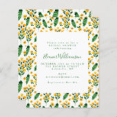 バジェットブライダルシャワー招待状 – 黄フローラ (正面/裏面)