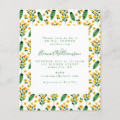 バジェットブライダルシャワー招待状 – 黄フローラ (正面)