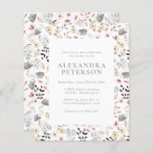 バジェットブライダルシャワー招待素朴フローラ (正面/裏面)