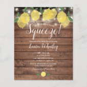 バジェットブライダルシャワー素朴スクイズレモン招待状 (正面)