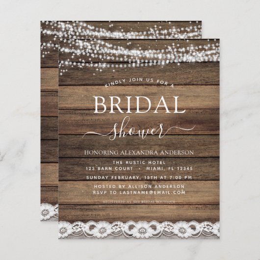 バジェットブライダルシャワー素朴ファームハウス (正面/裏面)