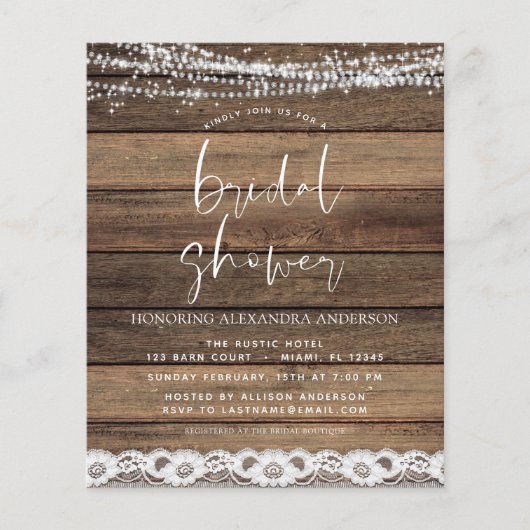 バジェットブライダルシャワー素朴ファームハウス チラシ (正面)