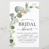 バジェットブライダルシャワー素朴ユーカリ招待状 (正面)