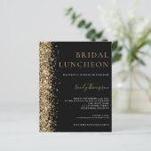 バジェットブライダルルンチョン金ゴールドグリッターブラック招待状 (スタンド正面)