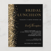 バジェットブライダルルンチョン金ゴールドグリッターブラック招待状 (正面)