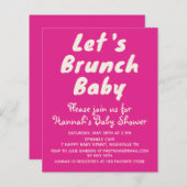 バジェットブライトピンクガールベビーシャワー招待状 (正面/裏面)