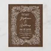 バジェットブラウンオータムフローラ結婚式招待状 (正面)