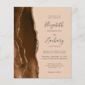 バジェットブラウン金ゴールドアゲートタンQRコードウェディング招待 (正面)