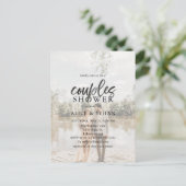 バジェットブラシスクリプトフォトカップルのシャワー招待状 インビテーションポストカード (スタンド正面)