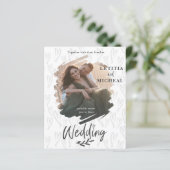 バジェットブラシストロークフォト結婚式招待状 (スタンド正面)