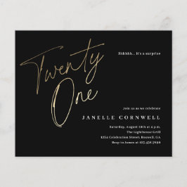バジェットブラックと金ゴールド21歳の誕生日招待状