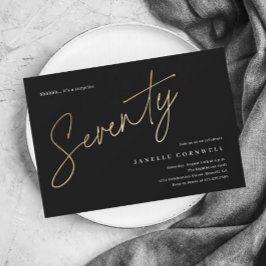 バジェットブラックと金ゴールド70th誕生日招待状