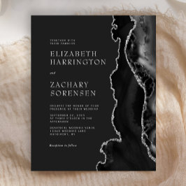 バジェットブラックアガテシルバー結婚式招待状