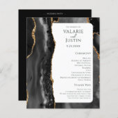 バジェットブラックアゲート金ゴールドグリッター結婚式 プログラム (正面/裏面)