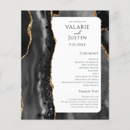 バジェットブラックアゲート金ゴールドグリッター結婚式 プログラム