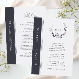 バジェットブラックアンドホワイトモノグラム結婚式の招待