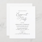 バジェットブラックアンドホワイト婚約パーティ招待状 (正面/裏面)