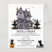 バジェットブラックキャッツトリックまたはトリートキッズ招待状 (正面)