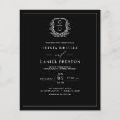 バジェットブラッククレストモノグラム結婚式招待状 チラシ (正面)