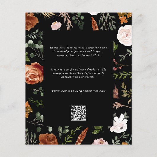 バジェットブラックシックフローラスタンド結婚式招待状 チラシ (裏面)