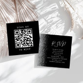 バジェットブラックシルバー結婚グリッターのQRコードRSVP エンクロージャーカード