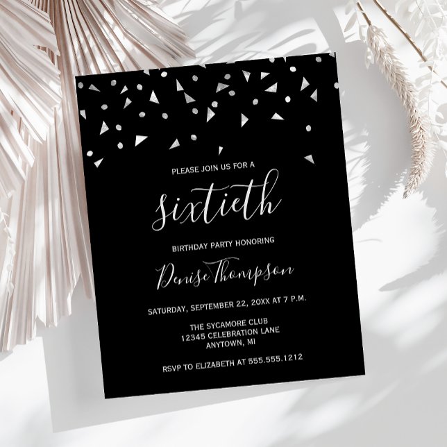 バジェットブラックシルバー60thバースデーパーティーへの招待 (クリエイターアップロード済み)
