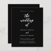 バジェットブラックスクエレガントリプト結婚式招待状 (正面/裏面)