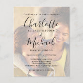 バジェットブラックスクリプト2写真結婚式招待状 (正面)