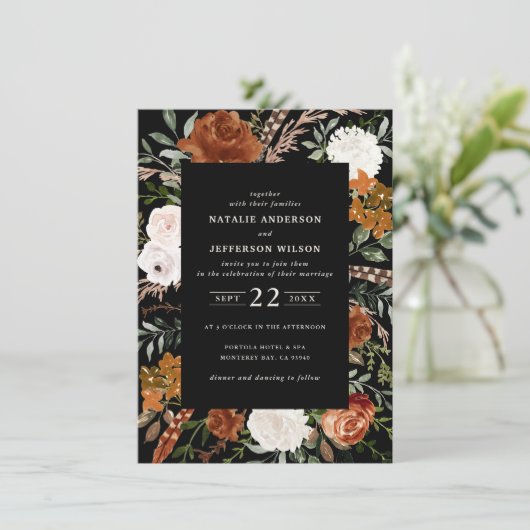 バジェットブラックテラコッタフローララスティックフエレガントィーレ 招待状 (スタンド正面)