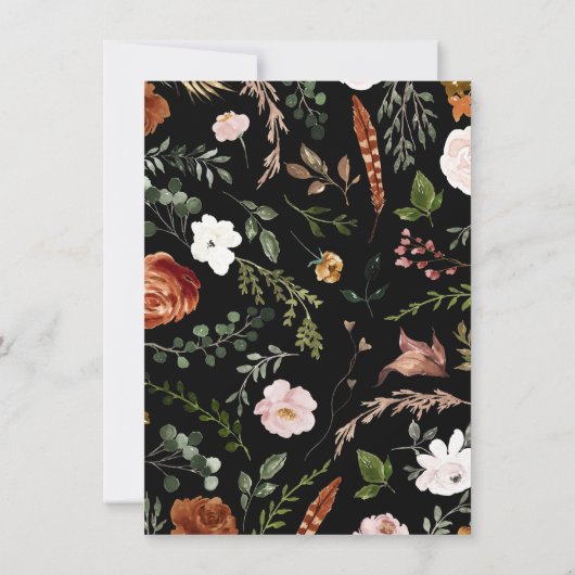 バジェットブラックテラコッタフローララスティックフエレガントィーレ 招待状 (裏面)