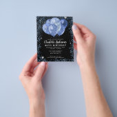 バジェットブラックネイビーブルーグリッターバルーン誕生日 チラシ (手)