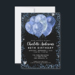 バジェットブラックネイビーブルーグリッターバルーン誕生日 ノートカード<br><div class="desc">グラムモダンネイビーブルーブラックシルバーグリッタースパークルバルーンエレガント誕生日スタイリッシュ招待状</div>