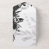 バジェットブラックバラエレガントホワイトウェディング招待 オールインワン招待状 (外側)