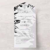バジェットブラックバラエレガントホワイトウェディング招待 オールインワン招待状 (内側)