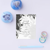 バジェットブラックバラエレガントホワイトウェディング招待 チラシ (シングル)