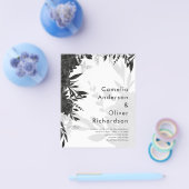 バジェットブラックバラエレガントホワイトウェディング招待 チラシ (シングル)