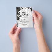 バジェットブラックバラエレガントホワイトウェディング招待 チラシ (手)