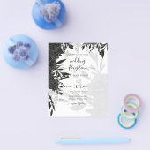 バジェットブラックバラエレガントホワイトウェディング招待 チラシ (シングル)