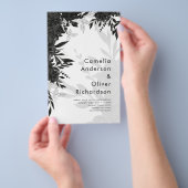 バジェットブラックバラエレガントホワイトウェディング招待 チラシ (ハンドル)