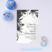 バジェットブラックバラエレガントホワイトウェディング招待 チラシ (シングル)