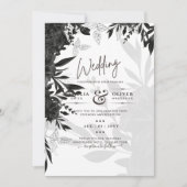 バジェットブラックバラエレガントホワイトウェディング招待 招待状 (正面)