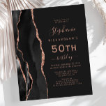 バジェットブラックバラ金ゴールドアガテダーク50th誕生日<br><div class="desc">この50歳離れのバースディアの招待の手の端はエレガントバラの金ゴールドをトリミングし縁どて黒い水色のアグレを備えている。カスタマイズ可能な文字は、バラ色の手書き文字、コピープレートフォント、および斜体の文字を石板の黒い背景に組み合わせる。裏面は、一致する黒とバラ金ゴールドアガートデザインを備える。</div>