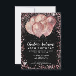 バジェットブラックバラ金ゴールドグリッターバルーン誕生日 ノートカード<br><div class="desc">グラムモダンフェイク赤面ピンクローズ金ゴールドブラックグリッタースパークルバルーンエレガント誕生日招待状</div>
